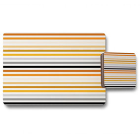 Striped pattern, orange black gray beige and brown (Placemat & Coaster Set) / Default Title