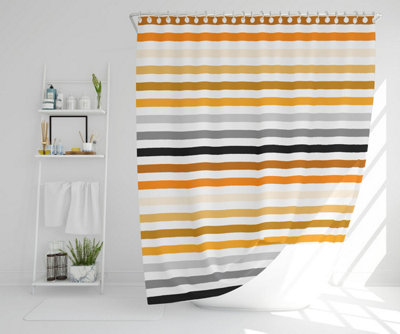 Striped pattern, orange black gray beige and brown (Shower Curtain) / Default Title Price Comparisons | Compare The Build