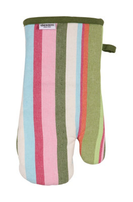 STRIPED RECYCLED COTTON GAUNTLET - GREEN