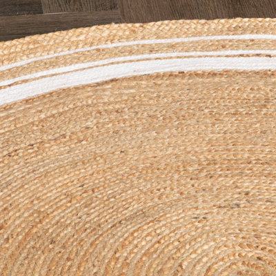 Striped Round Jute Rug 150cm Diameter