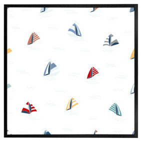 Striped sailboats (Picutre Frame) / 24x24" / Brown