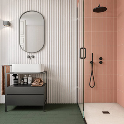 Stripes Off White Stone Small Format Metro Ceramic Tile - 300mm x 75mm