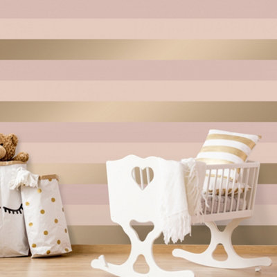 Stripey Stripe Wallpaper In Pink And Gold