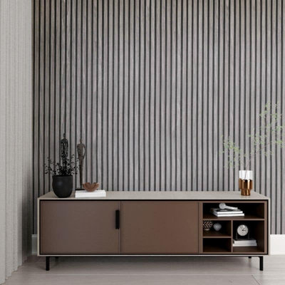 STRIVO Acoustic Slat Panel - Dark Grey Oak 600mm x 2400mm