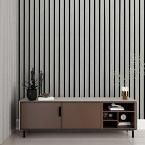STRIVO Acoustic Wide Slat Wall Panel - Grey Oak