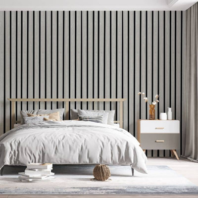 STRIVO Acoustic Wide Slat Wall Panel - Grey Oak