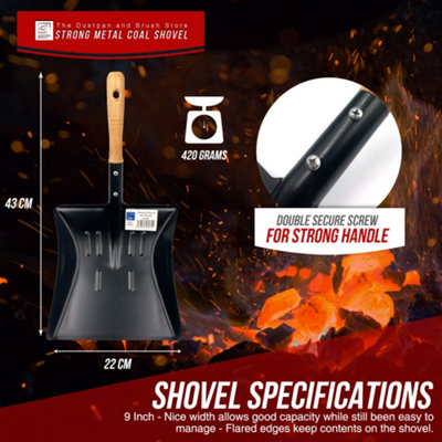 Strong 9" Metal Coal Shovel Spade with Wooden Handle