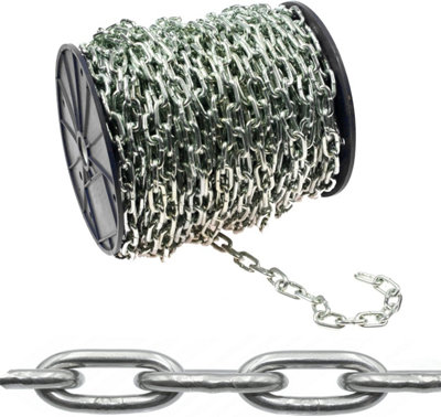 Strong Bright Zinc Plated Chain Links DIY Heavy Duty Steel Cut Length ...