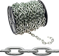 Strong Bright Zinc Plated Chain Links DIY Heavy Duty Steel Cut Length (5mm, 20 Meters)