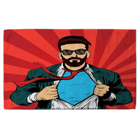 Strong Businessman in glasses in comic style. Success concept (Bath Towel) / Default Title