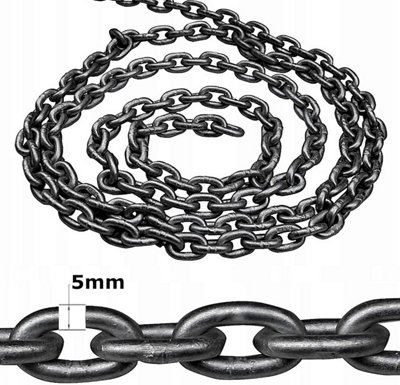 Strong Galvanized Plated Chain Links DIY Heavy Duty Steel Cut Length (5mm