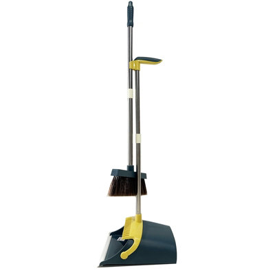 Strong Long Handled Dustpan and Brush Set Soft Bristles Broom Lobby Dust Pan - 3