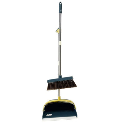 Strong Long Handled Dustpan and Brush Set Soft Bristles Broom Lobby Dust Pan - 4