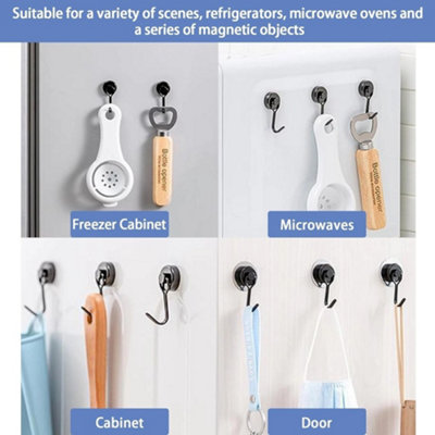 4pcs Strong 40LB Magnetic Hooks Neodymium Hanging Hook Set For Refrigerator / Other Magnetic