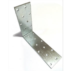 Strong Metal Strap Anchor Corner Brackets Galvanised - Size 120x95x40x2mm - Pack of 10