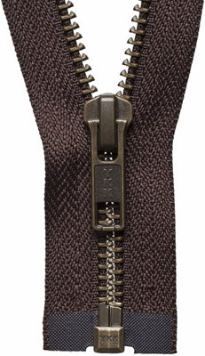 STRONG O/E ZIP 76CM - Strong Metal Tooth Open End Zip: 76cm: Brown - YKK
