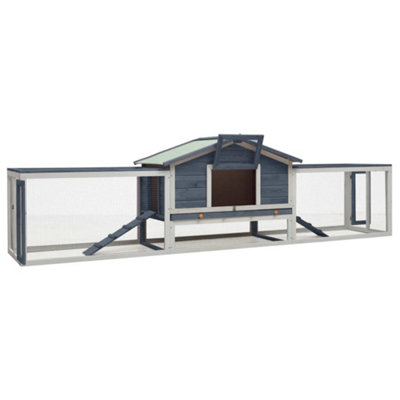 Strong Rabbit Hutch Grey 310x70x87 cm Solid Pine & Fir Wood