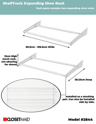 Strong Steel White Expanding Adjustable 2 Tier Shoe Rack by ClosetMaid