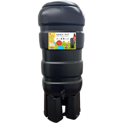Strong Traditional Black 100L Barrel Water Butt Rain Water Collector Including Lid, Tap, Stand & Filler Kit