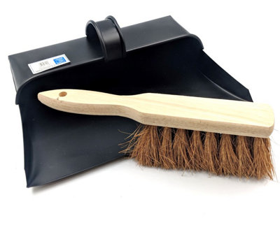 Strong Traditional Metal Hooded Dustpan and Soft Brush
