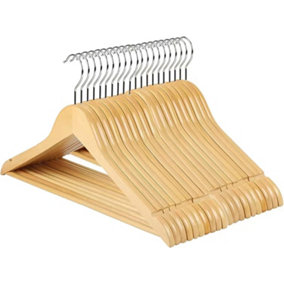 Strong Wooden Coat Hanger 20 Pack Natural Wood Hangers With Shoulder Notches