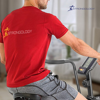 Strongology TITANIUM Assault Air Bike - Adjustable Magnetic Resistance, 24" Fan, LCD Display, Dual Belt Drive