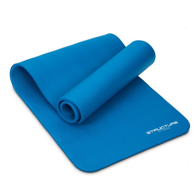 STRUCTURE FITNESS Gym, Exercise & Pilates Yoga Mat with Free Carry Bag -  Home Gym & Fitness 10mm Thick - Blue