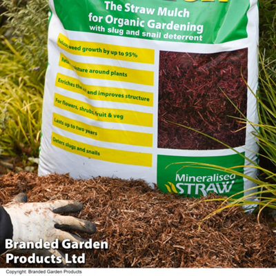 Strulch Mineralised Straw Garden Mulch - 100 Litre Bag x 2 - Natural ...
