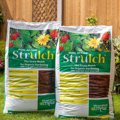 Strulch Organic Wheat Straw Mulch 100L - Lightweight, Peat-Free, Lasts ...