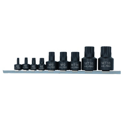 Stubby Impact Triple Square Spline Bit Sockets M4 - M12 MT14 - MT18 9pc Set