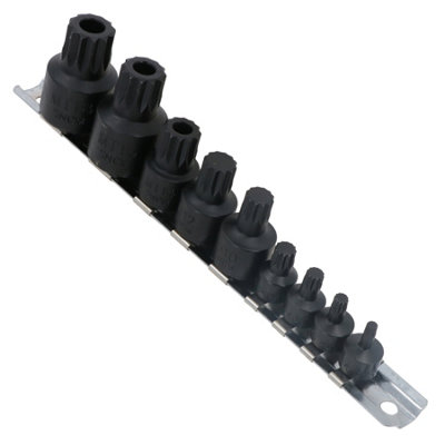 Stubby Impact Triple Square Spline Bit Sockets M4 - M12 MT14 - MT18 9pc Set