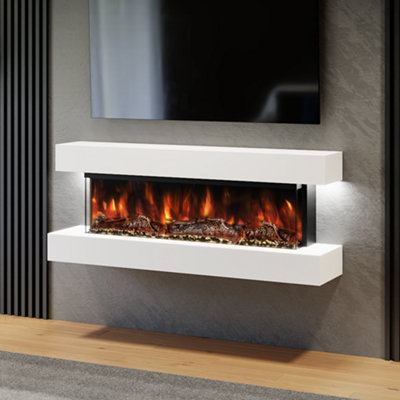 Studio 4 Built in Britain Wall Mounted Electric Fireplace, LED Flame ...