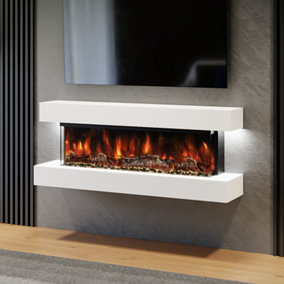 Studio 4 Built in Britain Wall Mounted Electric Fireplace, LED Flame, Fully Assembled, 54 Inches Wide