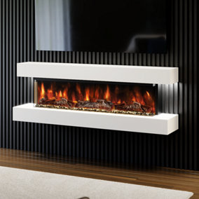 Studio 5  Built in Britain  Wall Mounted Electric Fireplace, LED Flame, Fully Assembled, 62  Inches Wide