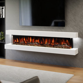 Studio 7 Built in Britain  Wall Mounted Electric Fireplace, LED Flame, Fully Assembled, 84 Inches Wide