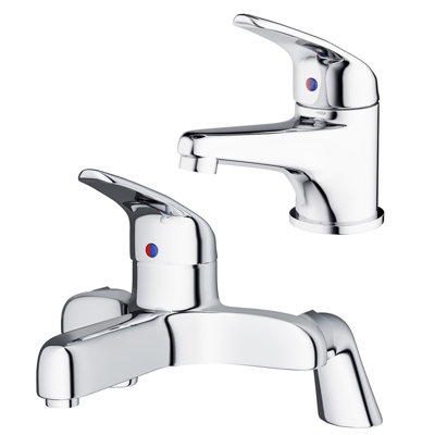 Studio Chrome Bathroom Basin Mono Mixer Tap & Deck Mounted Bath Filler ...