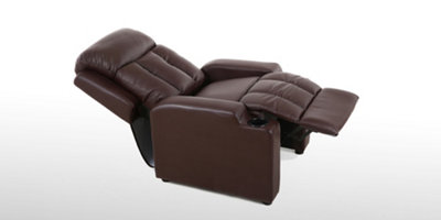 Studio Leather Recliner W Drink Holders Armchair Sofa Chair Cinema Gaming (Brown)