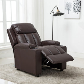 Studio Leather Recliner W Drink Holders Armchair Sofa Chair Cinema Gaming Cream