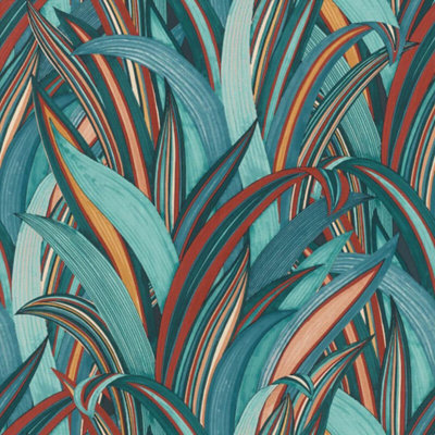 Studio Onszelf Lightly Textured Paste The Wall Blue Green Teal Tropical Grasses