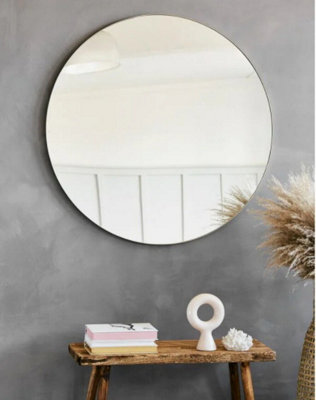 Studio Round Accent Wall Mirror/Vanity Mirror ,Antique Champagne Silver,80.5 dia cm