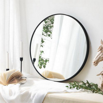 Studio Round Wood Accent Wall Mirror/Vanity Mirror/Bathroom Mirror,Black