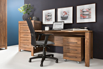 Study Home Office Furniture Set Large Desk + Mobile Pedestal Drawer Oak Effect Gent