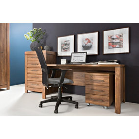 Study Home Office Furniture Set Large Desk + Mobile Pedestal Drawer Oak Effect Gent