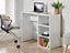 Study Office Desk with Open Shelves in White