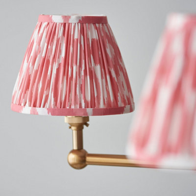 Stunning 5-Light Pendant Ceiling Light in Brushed Aged Brass with Coral Pink Shades