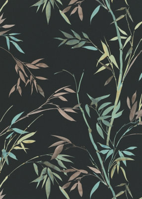 Stunning Bamboo Leaf in Black with Metallic Highlights