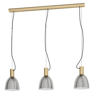 Stunning Bronzed Pendant Ceiling Light with Black Transparent Glass Shade