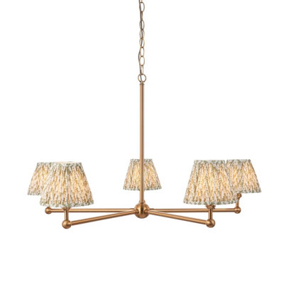 Stunning Brushed Aged Brass Pendant Light with Herb Garden Green Shades