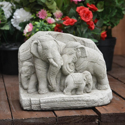 Stunning Elephant Family Garden Ornament