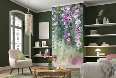 Stunning Floral Garden 3D Photographic Mural - Green & Lilac